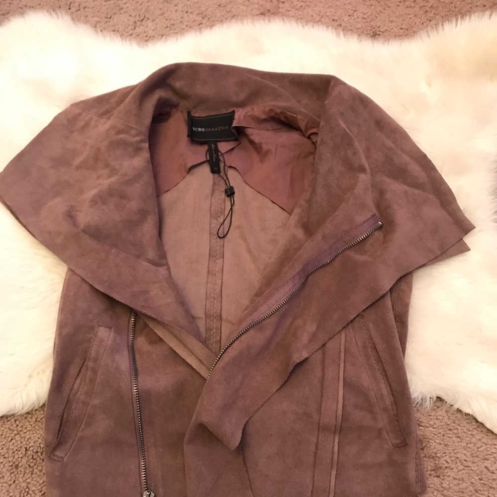 Bcbg Fabian Asymmetrical Faux Suede Vest Jacket View 4